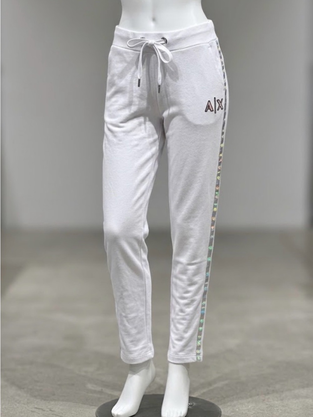 Armani Exchange White Women's Logo Joggers with Black Label